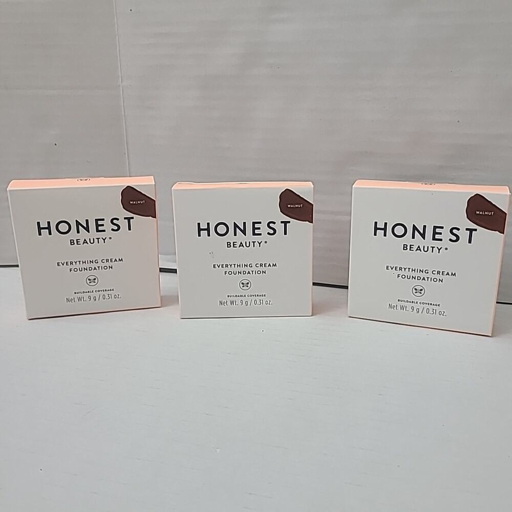 Lot Of 3 Honest Beauty Everything Cream Foundation New .31 Oz Walnut